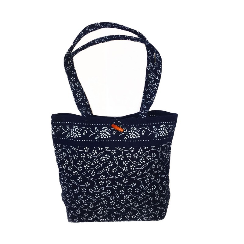 Button Tote- Flower Vine