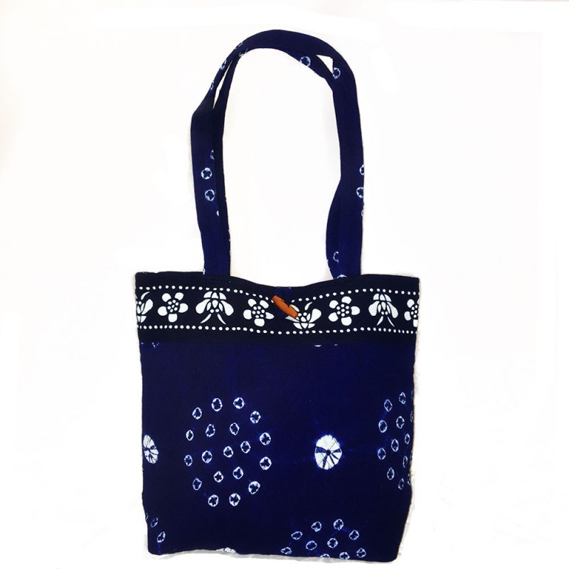 Button Tote- Shibori