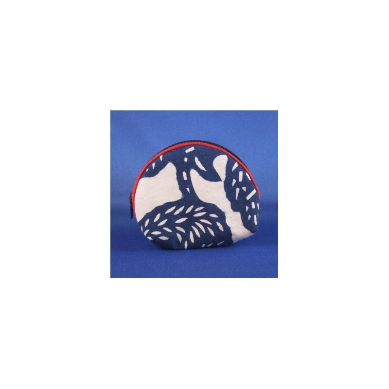 Rounded Change Purse - Blue Flower