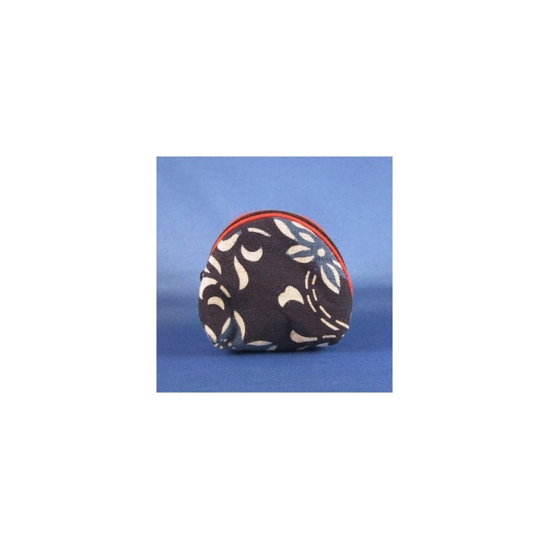 Rounded Change Purse - Dark Two-Tone Floral