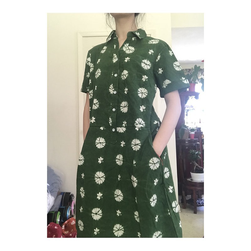 Dark Green Collared Dress