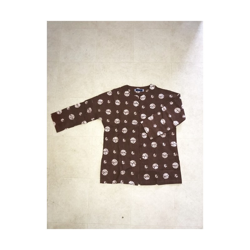 Brown Traditional Long Sleeve Button-Up