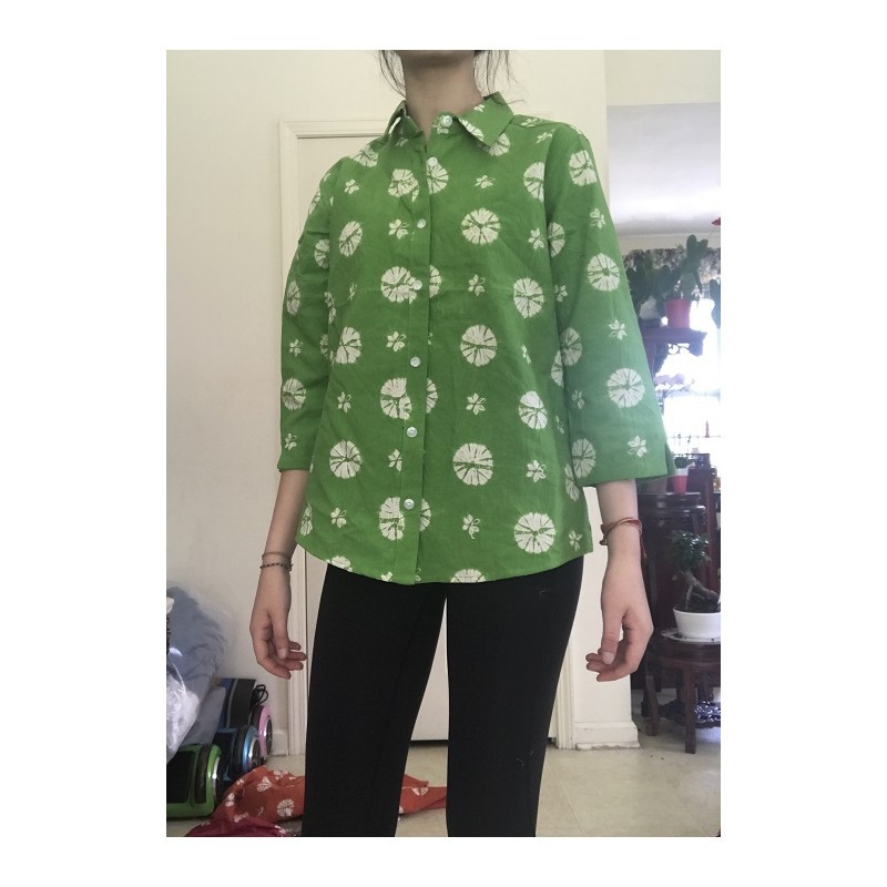 Light Green Collared 3/4 Sleeve
