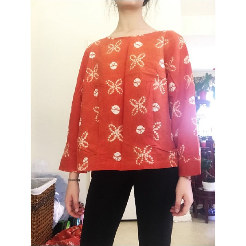 Orange Boat Neck Long Sleeve