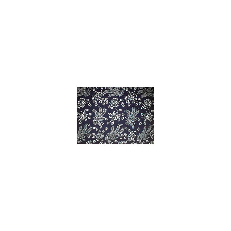 Phoenix patterned indigo fabric